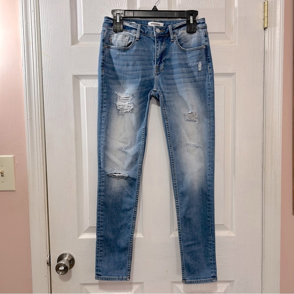 Vigoss Thompson Tomboy Jeans Denim Women's Skinny Distressed Blue Size 27